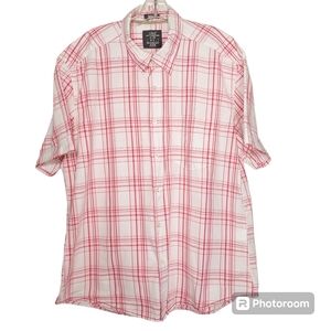 White and Red Plaid L.O.G.G Mens Button Down Shirt
